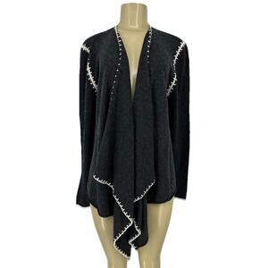 Johnny Was Small Whipstitch Wool Cashmere Open Front Sweater Long Sleeve BD1